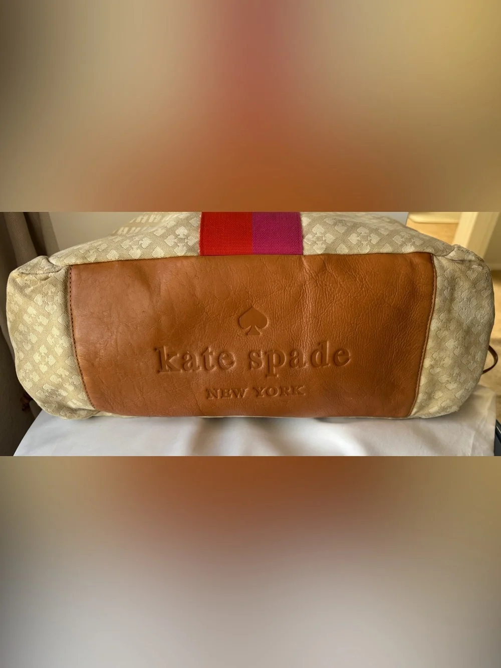 Kate Spade Stevie Diaper Bag Beige Changing Pad Stroller Straps